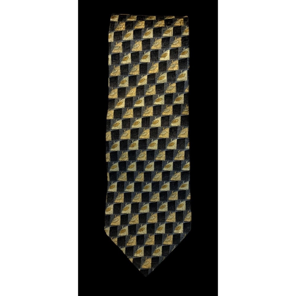 Ermenegildo Zegna Shaia's 100% Silk Tie Made In Italy Geometric Print